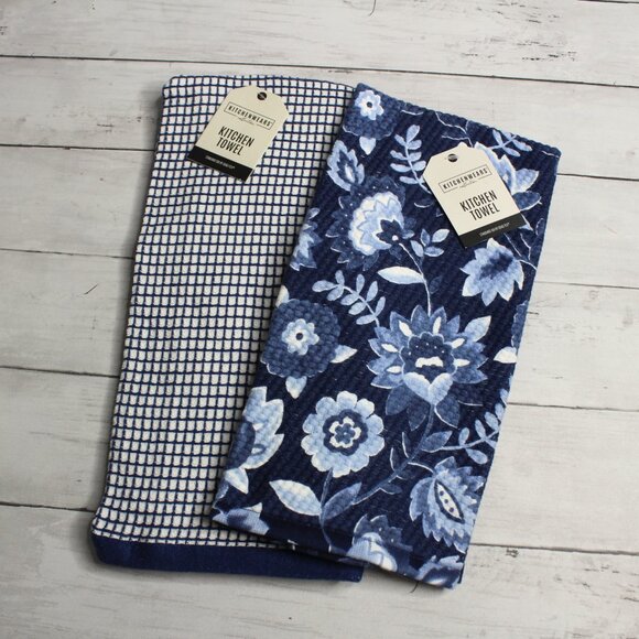 Ritz Kitchenwears Collection Kitchen Towel Lot Blue White Check Floral - Picture 3 of 5